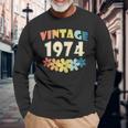 1974Intage Fiori 48 Anni 48 Compleanno Donna Regalo Maglietta a maniche lunghe Regalos para ancianos