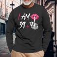 I Am 39 Plus 1 Middle Finger Skull 40Th Birthday Langarmshirts Geschenke für alte Männer