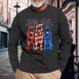 4Th Of July German Shepherd American Flag Red White And Blue Long Sleeve T-Shirt Gifts for Old Men