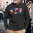 4Th Of July Peace Love America Us Flag Fourth Of July Long Sleeve T-Shirt Gifts for Old Men