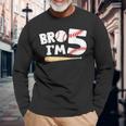 5Th Birthday Boy Bro I'm 5 Year Old Baseball Theme Long Sleeve T-Shirt Gifts for Old Men