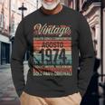 Agosto 1974Intage Maglia 50 Compleanno Anni Uomo Donna Maglietta a maniche lunghe Regalos para ancianos
