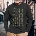 Air Force United States Distressed Camo W Us Flag Long Sleeve T-Shirt Gifts for Old Men