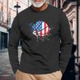 American Flag Baller Dunking Usa Flag Basketball Langarmshirts Geschenke für alte Männer