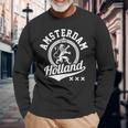 Amsterdam Holland Netherlands Crest Lion Souvenir Langarmshirts Geschenke für alte Männer