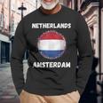 Ámsterdam Países Bajosintage Sport Bandera Holandesa Souvenirs Camiseta de manga larga Regalos para ancianos
