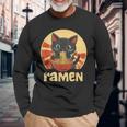 Anime Cat Ramen Kawaii Japanese Cat Kawaii Manga Long Sleeve T-Shirt Gifts for Old Men