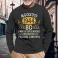 Annata Agosto 1944 Uomo Donna Regalo Anni 80 Compleanno Maglietta a maniche lunghe Regalos para ancianos