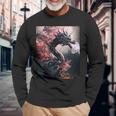 Art Sur Le Thème Du Dragon Japonais Mignon T-shirt à manches longues Cadeaux pour les vieillards