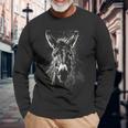 Asino Animale Arte Grafica Asino Maglietta a maniche lunghe Regalos para ancianos