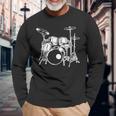 Batterista Percussionista Drum Kit Musica Rock Maglietta a maniche lunghe Regalos para ancianos