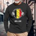 Belgium Belgie Flag Heart Fan Jersey Langarmshirts Geschenke für alte Männer