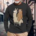 Bradipo Su Lama Divertente Bradipo Cavalca Bradipi Lama Maglietta a maniche lunghe Regalos para ancianos