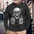 Camicia Con Teschio Scheletro Dito Medio Divertente Adulto Umorismo F You Maglietta a maniche lunghe Regalos para ancianos
