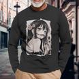 Camisa De Anime Gótica Creepy Horror Anime Manga Japonés Camiseta de manga larga Regalos para ancianos