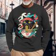 Cat Ramen Noodle Japanese Anime Kawaii Cat Long Sleeve T-Shirt Gifts for Old Men