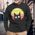 Cat Sunset Sunset Cat Retrointage Langarmshirts Geschenke für alte Männer