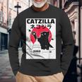 Catzilla Gatto Giapponeseintage Retrò Città Del Tramont Maglietta a maniche lunghe Regalos para ancianos