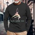 Cerchio Aereo Live Love Fly Regali Di Yoga Aereo Lyra Gymnast Maglietta a maniche lunghe Regalos para ancianos