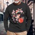 Cherry Blossom Koi Carp Fish Japanese Sakura Arte Grafica Maglietta a maniche lunghe Regalos para ancianos