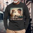 Chess Match Of Wits Mans Dog Langarmshirts Geschenke für alte Männer