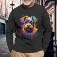 Colourful Miniature Schnauzer Dog Langarmshirts Geschenke für alte Männer