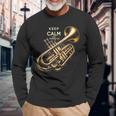 Con Grafica Divertente Keep Calm And Trumpet On Trumpet Maglietta a maniche lunghe Regalos para ancianos
