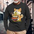Corgi-Dog Mangiare Ciotola Di Ramen Pho Noodle Soup Giappone Kawaii Maglietta a maniche lunghe Regalos para ancianos
