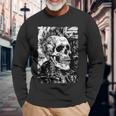 Crâne De Motard Graffitiintage Horreur Punk Crâne T-shirt à manches longues Cadeaux pour les vieillards