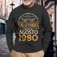 Cumpleaños Hombre Regalos Las Leyendas Agosto 1980 Camiseta de manga larga Regalos para ancianos