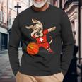 Dabbing Dog Cane Svizzera Pallacanestro Bandiera Svizzera Maglietta a maniche lunghe Regalos para ancianos