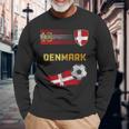 Denmark Football Pride Danish Flag Football Retro Jersey Langarmshirts Geschenke für alte Männer