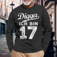 Digga Ich Bin 17 Jahre 17Th Birthday Langarmshirts Geschenke für alte Männer