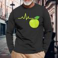 Divertente Battito Cardiaco Ecg Melaerde Frutta Mele Regalo Maglietta a maniche lunghe Regalos para ancianos