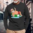 Divertente Camicia Natalizia In Luglio Estate Piscina Galleggiante Babbo Natale Maglietta a maniche lunghe Regalos para ancianos
