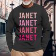 Divertente Janet Primo Nome Retròintage Invecchiato Maglietta a maniche lunghe Regalos para ancianos