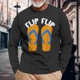 Divertente Motivo Estivo Con 2 Infradito Uguali Flip Flip Maglietta a maniche lunghe Regalos para ancianos