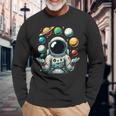 Divertido Astronauta Espacial Malabares Sistema Solar Planetas Niños Camiseta de manga larga Regalos para ancianos