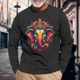 Donna Ganesh Simbolo Yoga Indù Elefante Dio Ganesha Puja Con Collo A Maglietta a maniche lunghe Regalos para ancianos