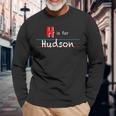 Donna H Is For Hudson Ragazzi Nome Personalizzato Personalizzato Scuola Bambini Con Collo A Maglietta a maniche lunghe Regalos para ancianos