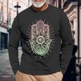 Donna Mano Di Fatima Hamsa S-Xxxl Yoga Meditazione Con Collo A Maglietta a maniche lunghe Regalos para ancianos