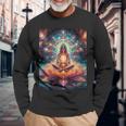 Donna Meditazione Lotus Chakra Donna Con Collo A Maglietta a maniche lunghe Regalos para ancianos
