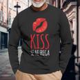 Donna Donna Scritte Divertenti Kiss Se Ne Frega Con Collo A Maglietta a maniche lunghe Regalos para ancianos