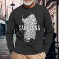 Donna Souvenir Sardegna Con Mappa E Città Sarde Con Collo A Maglietta a maniche lunghe Regalos para ancianos
