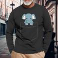 Elephant In The Pocket Cute Pocket Elephant Long Sleeve T-Shirt Gifts for Old Men