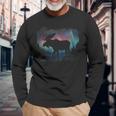 Elk Nordlicht Winter Hiking Alaska Nature Lovers Langarmshirts Geschenke für alte Männer