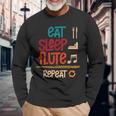 Flautista Eat Sleep Flute Repeat Regalo Divertente Flauto Maglietta a maniche lunghe Regalos para ancianos