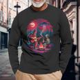 Alien And Bigfoot Campfire Moon Ufo Adventure Hiking Long Sleeve T-Shirt Gifts for Old Men