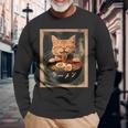 Ginger Cat Ramen Japanese Graphic Kawaii Anime Long Sleeve T-Shirt Gifts for Old Men