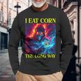 Oddly Specific Dank Meme Flaming Skeleton Long Sleeve T-Shirt Gifts for Old Men